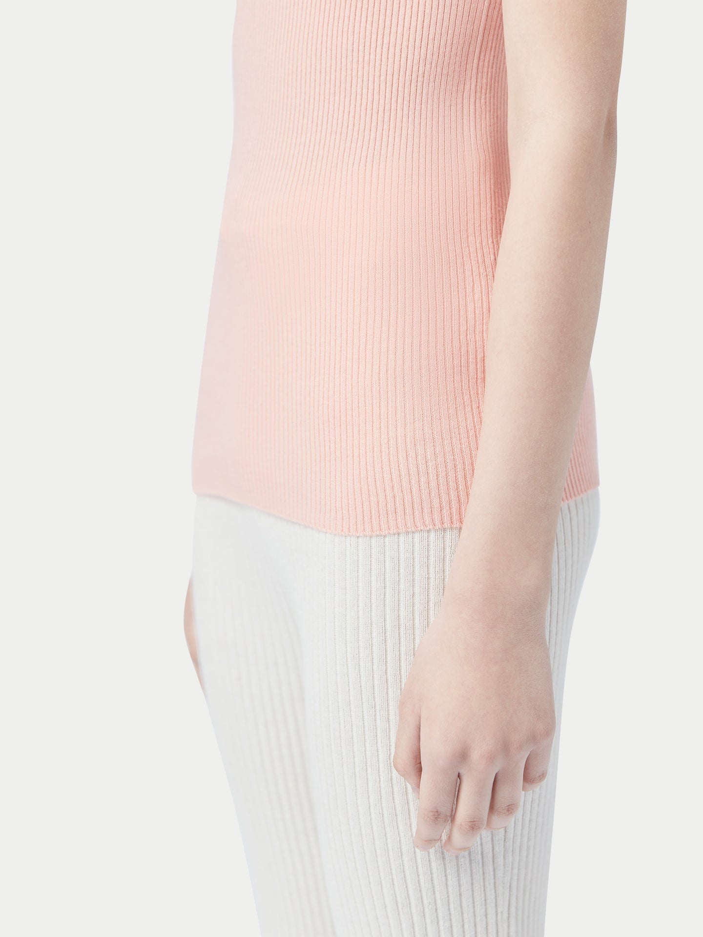 Women's Ribbed Cotton Silk Cashmere Blend Tank Top Primrose Pink - Gobi Cashmere