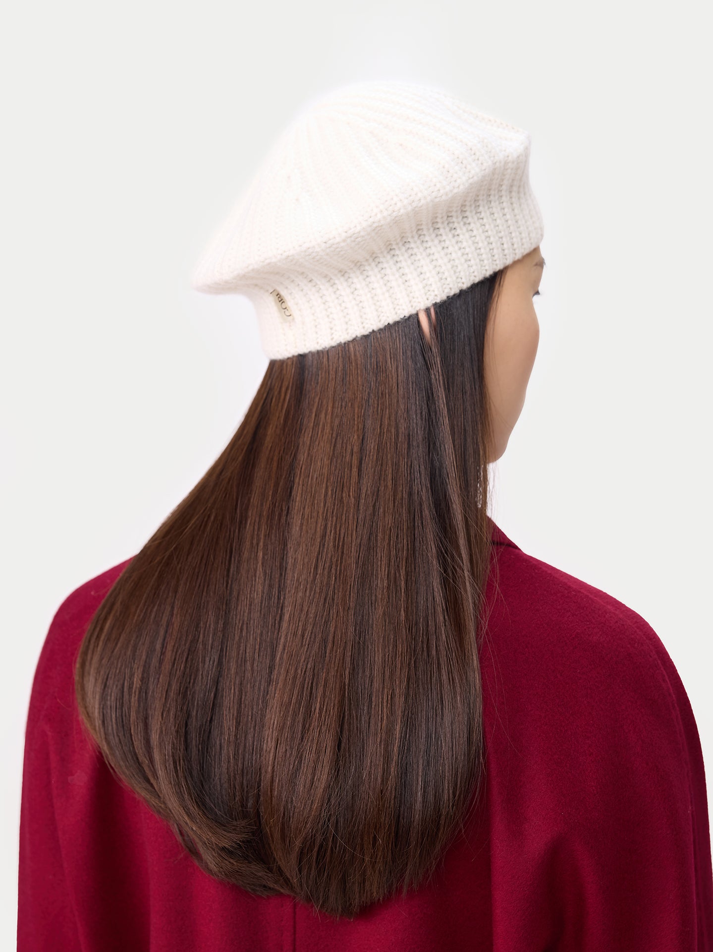 Textured Knit Beret White - Gobi Cashmere