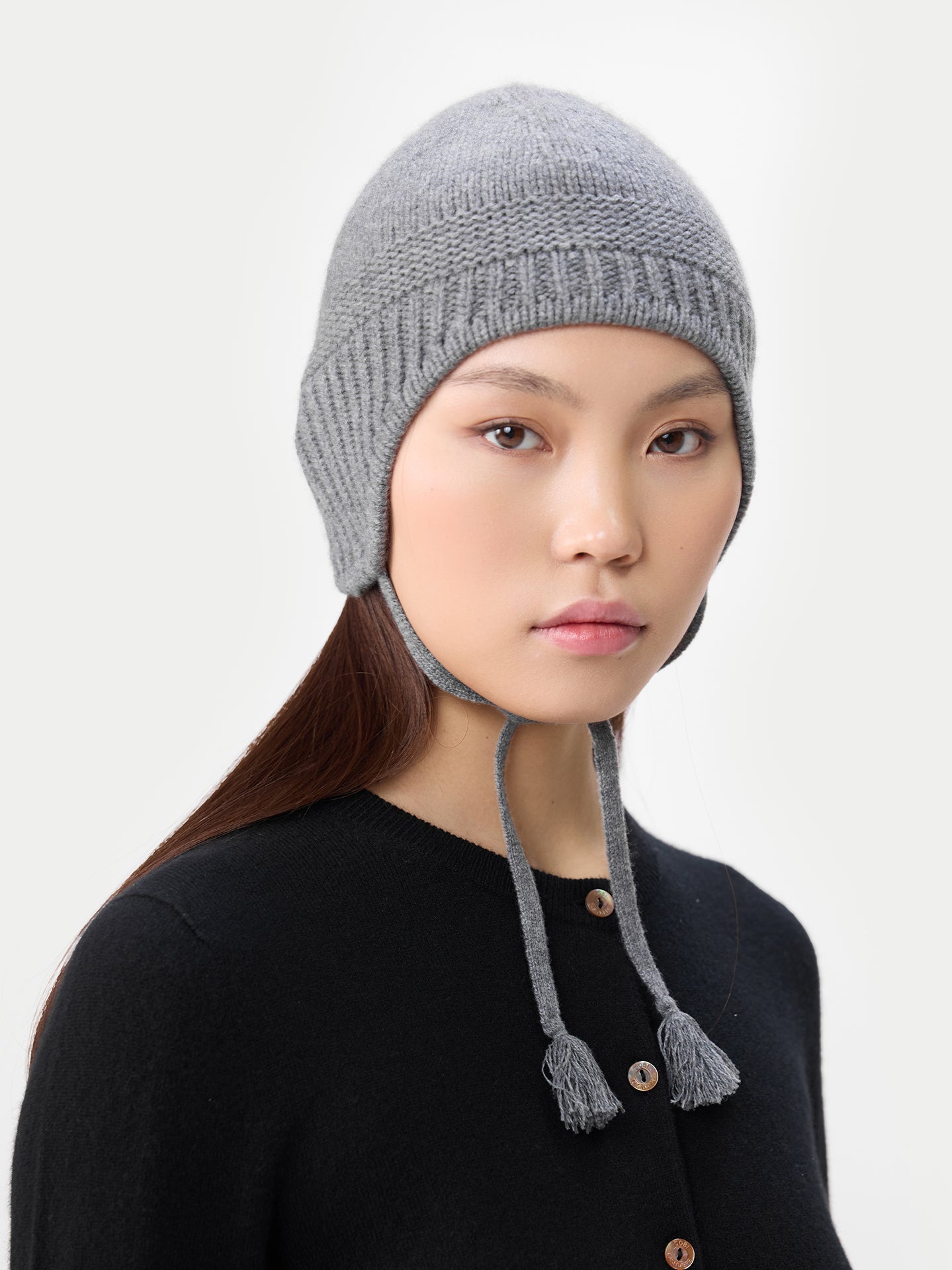 Ultimate Warmth Knit Tie Hat Dim Gray - Gobi Cashmere