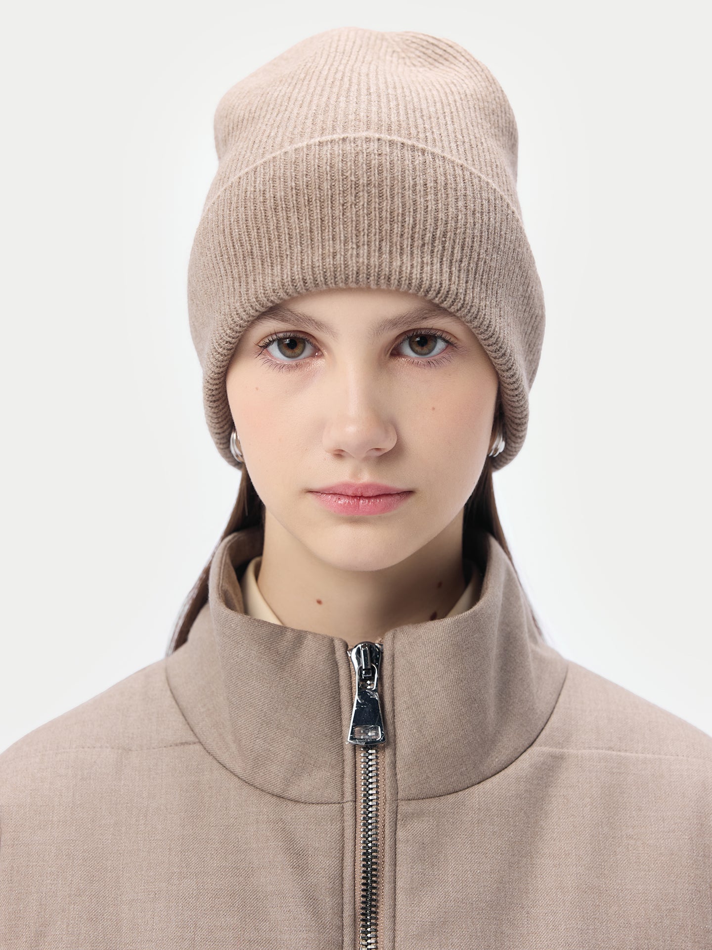 Organic Colour Cashmere Rib Knit Beanie