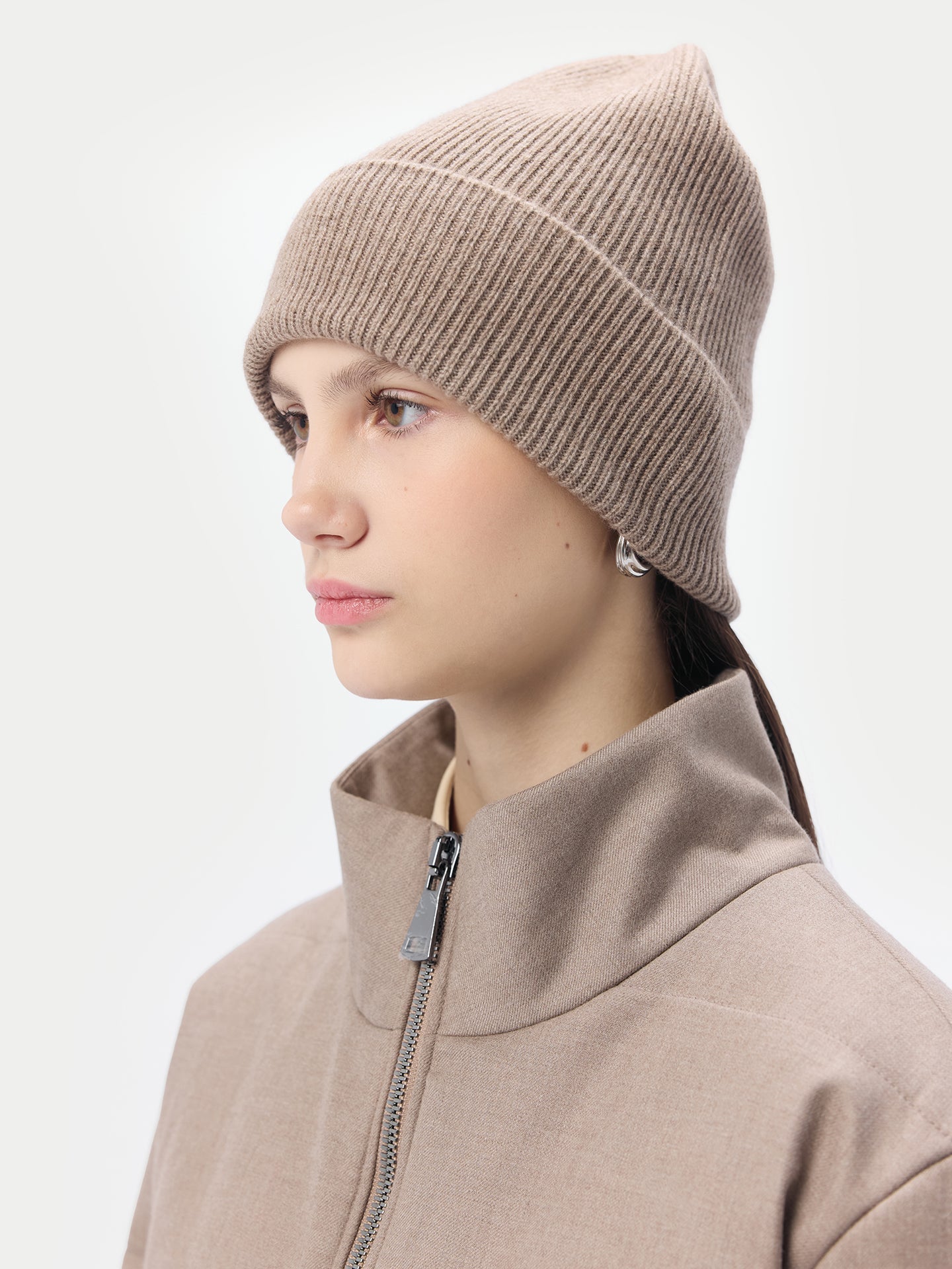 Organic Colour Cashmere Rib Knit Beanie