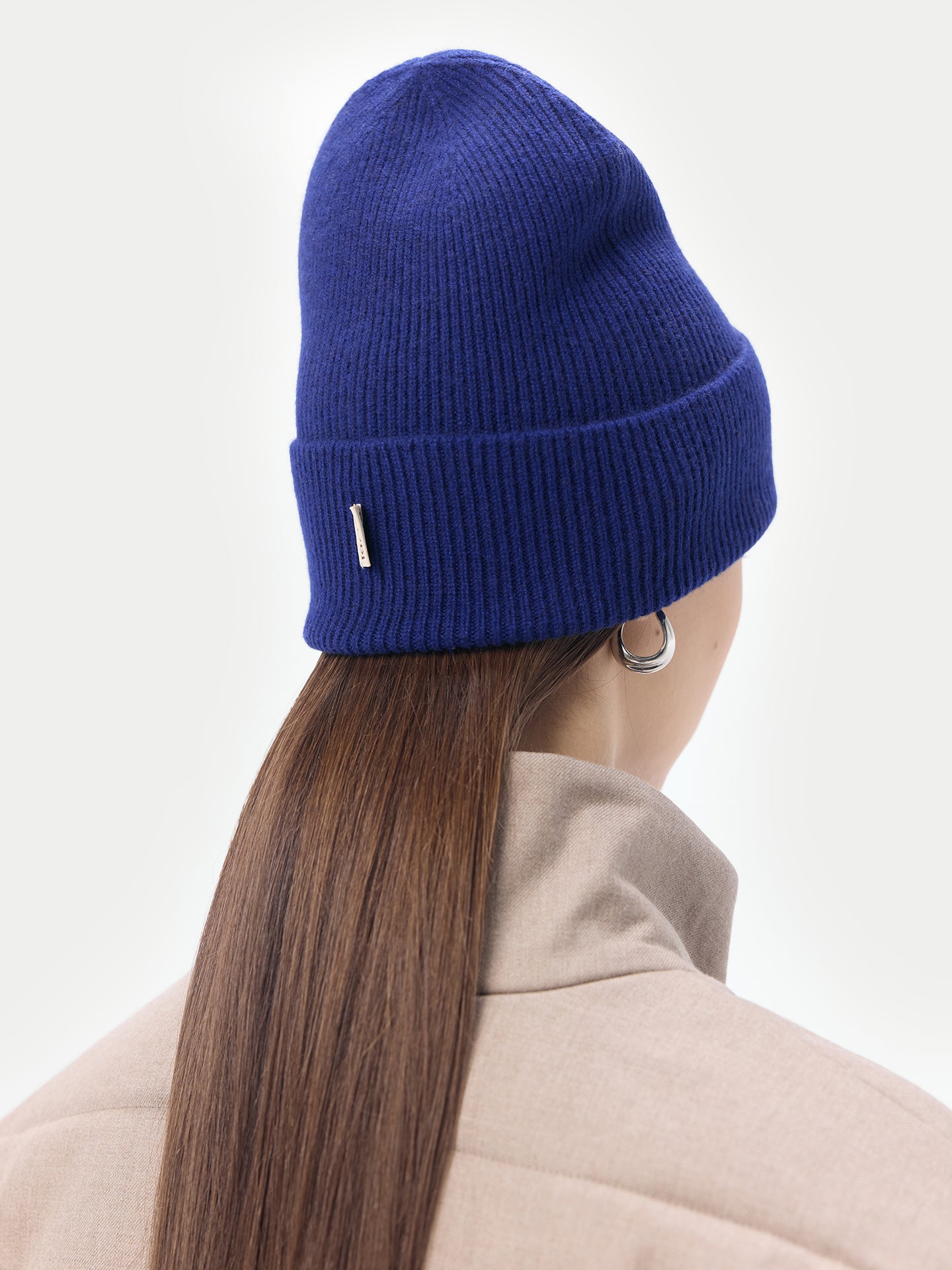 Women's Cashmere Rib Knit Beanie Navy - GOBI Cashmere