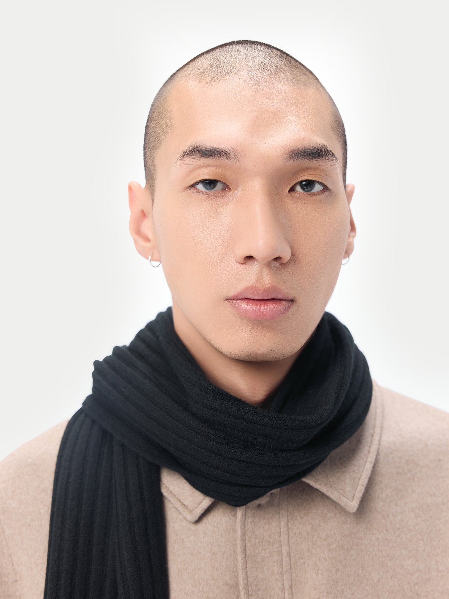 Unisex Cashmere Rib Knit Scarf Black - Gobi Cashmere 