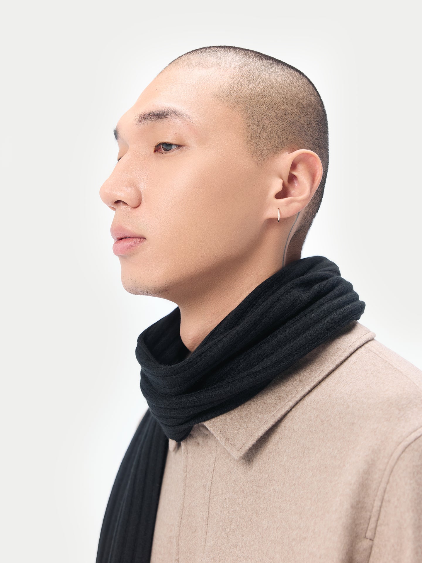 Unisex Cashmere Rib Knit Scarf Black - Gobi Cashmere 