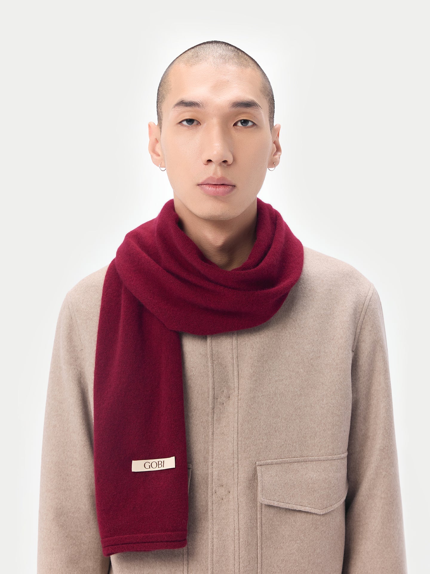 Unisex Cashmere Jersey Knit Scarf Bordeaux - Gobi Cashmere 