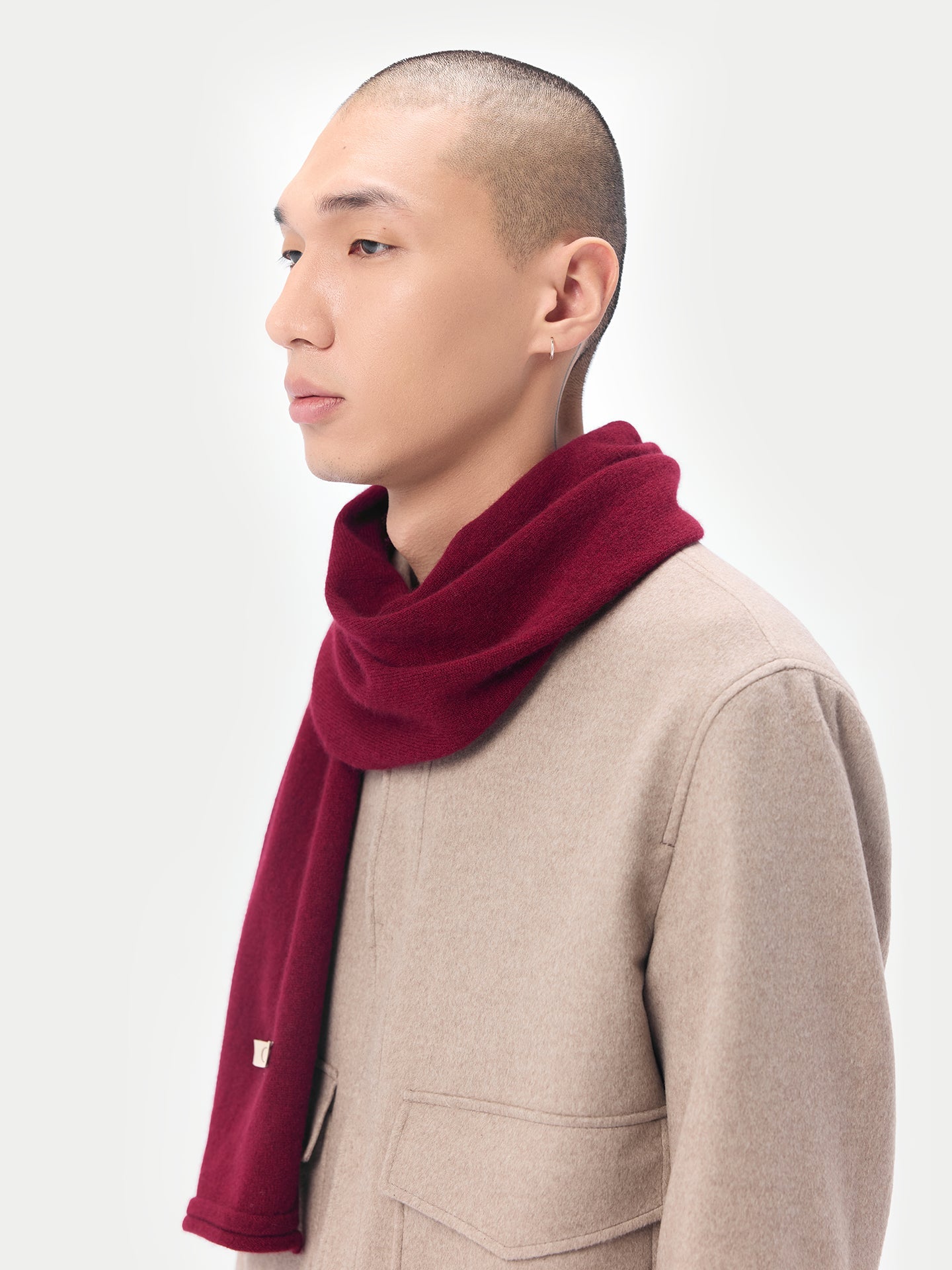 Unisex Cashmere Jersey Knit Scarf Bordeaux - Gobi Cashmere 