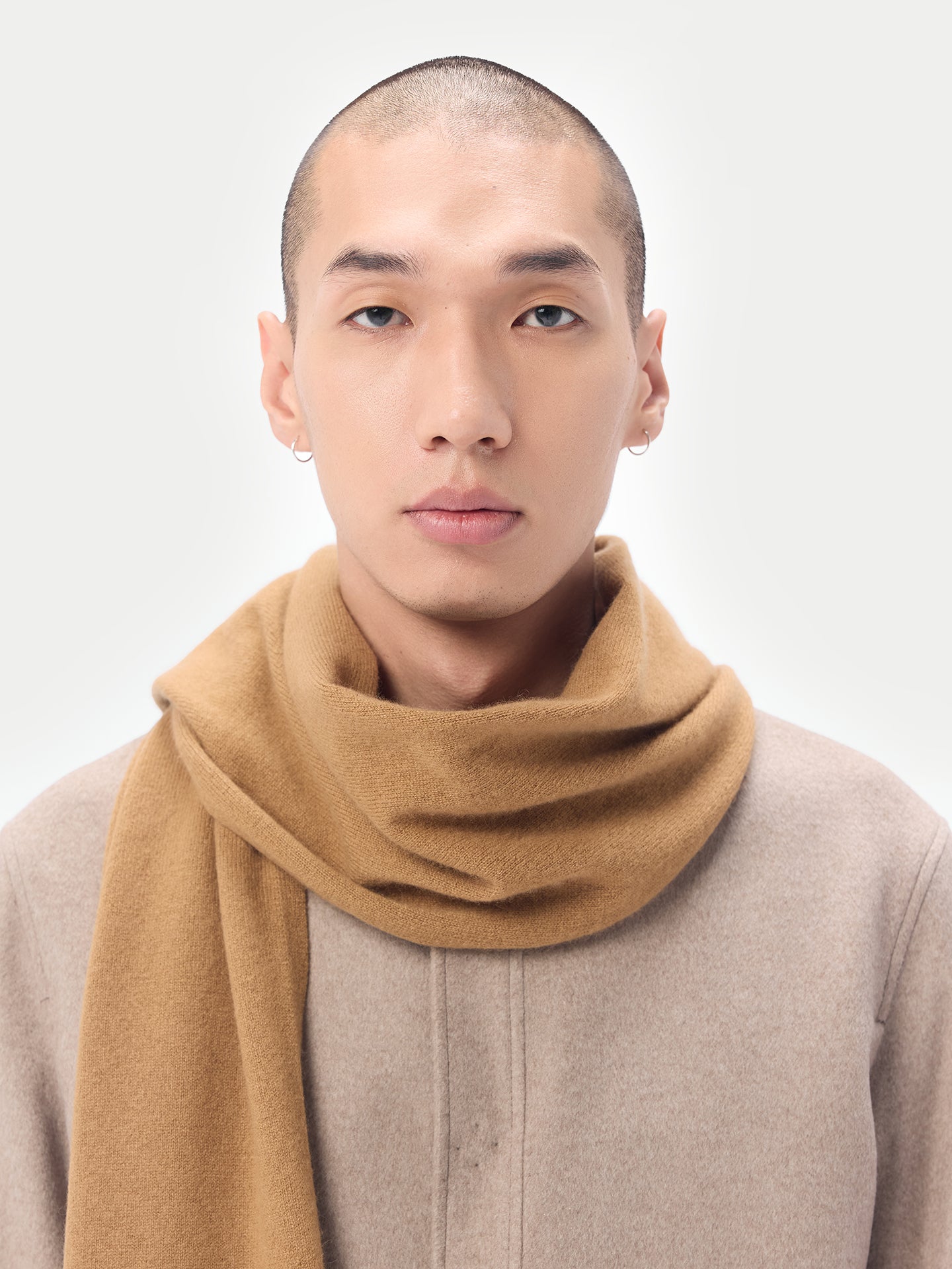 Unisex Cashmere Jersey Knit Scarf Almond - Gobi Cashmere 