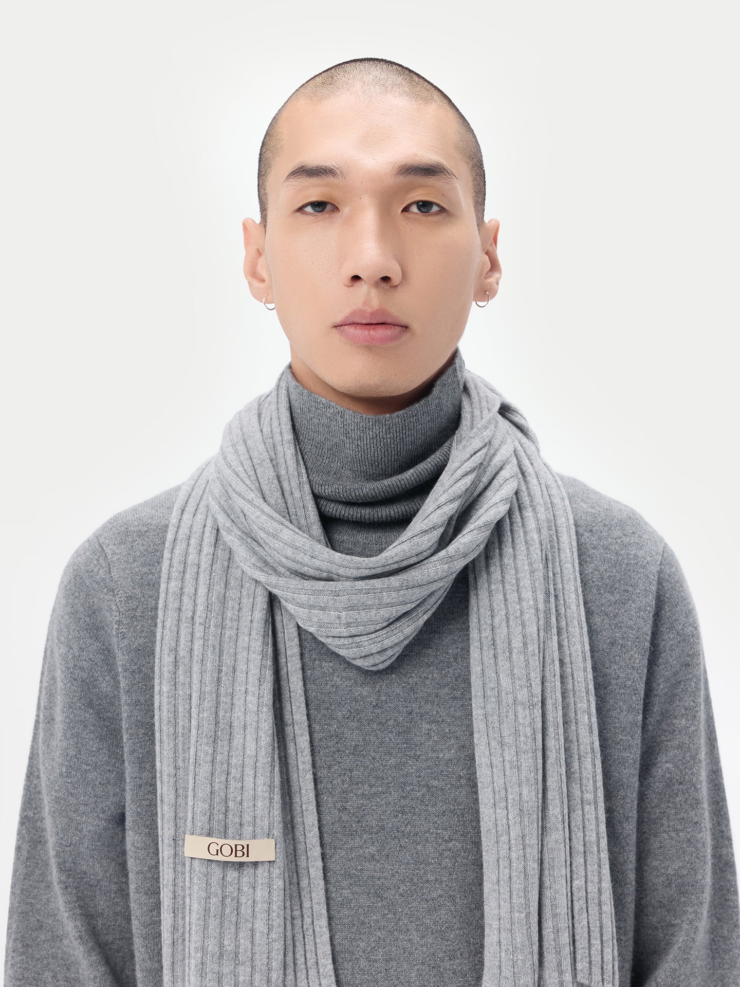 Unisex Cashmere Rib Knit Scarf Vapor Blue - Gobi Cashmere 