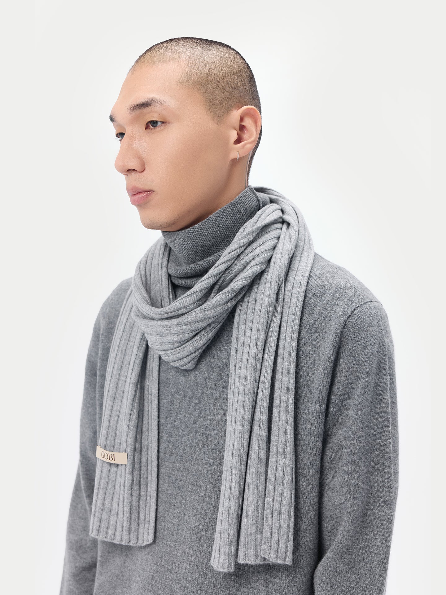 Unisex Cashmere Rib Knit Scarf Vapor Blue - Gobi Cashmere 