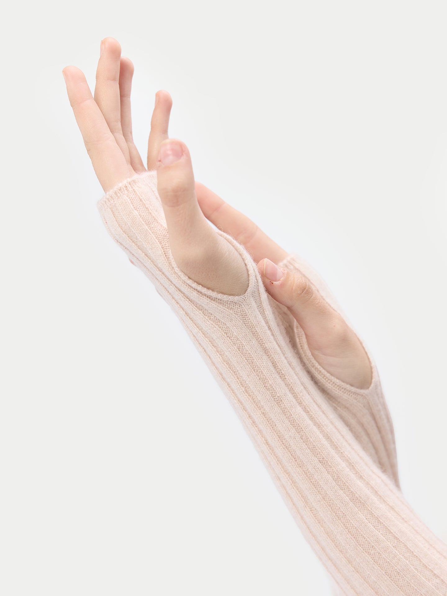 Women's Cashmere Fingerless Gloves Ivory White - Gobi Cashmere 