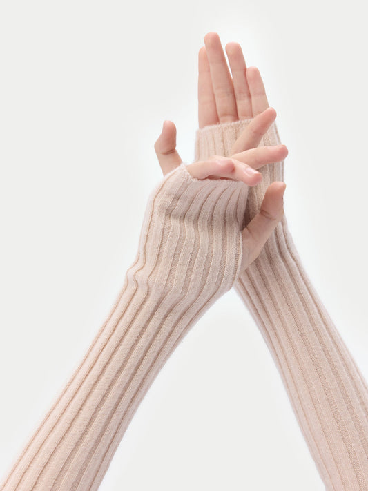 Women's Cashmere Fingerless Gloves Ivory White - Gobi Cashmere 