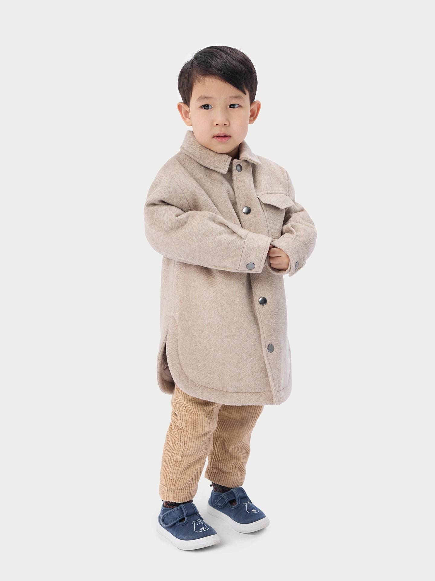 Kids Cashmere Sewn Jacket Beige - Gobi Cashmere