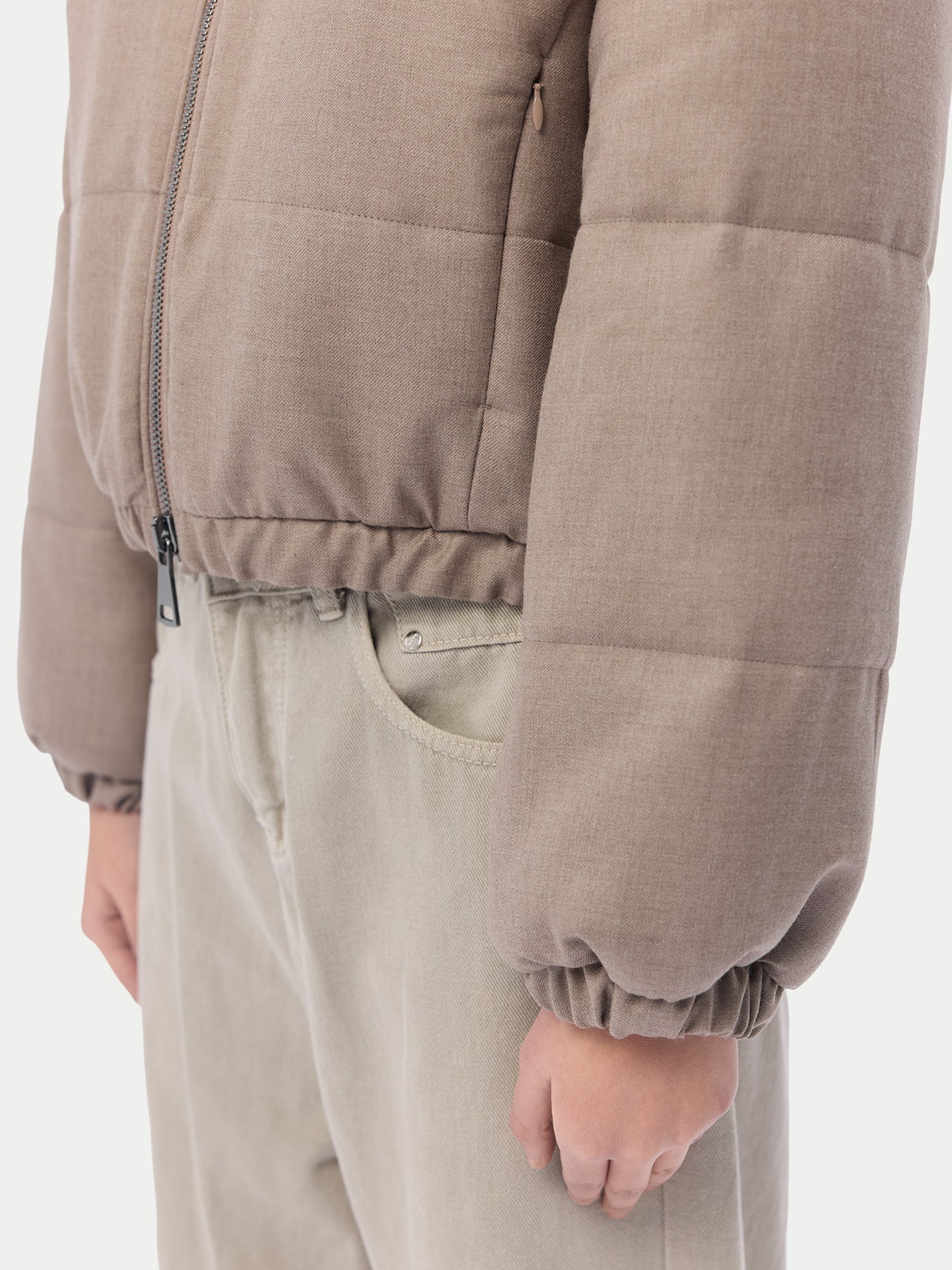 Women's Organic Cropped High-Neck Cashmere Jacket Taupe - Gobi Cashmere