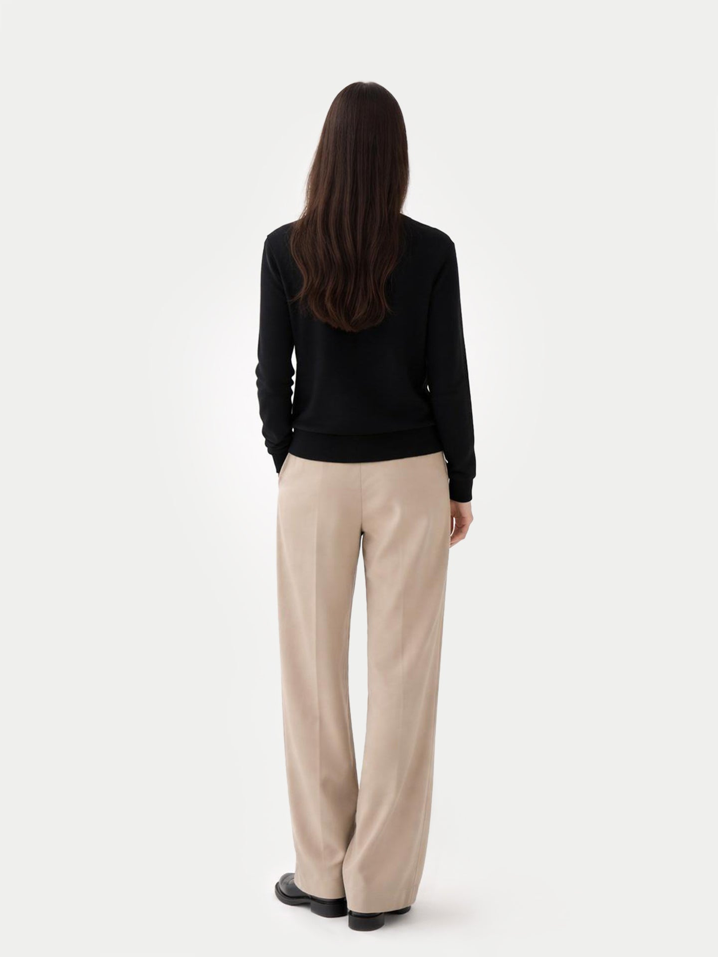 Essential Cashmere Crewneck Cardigan Black - Gobi Cashmere