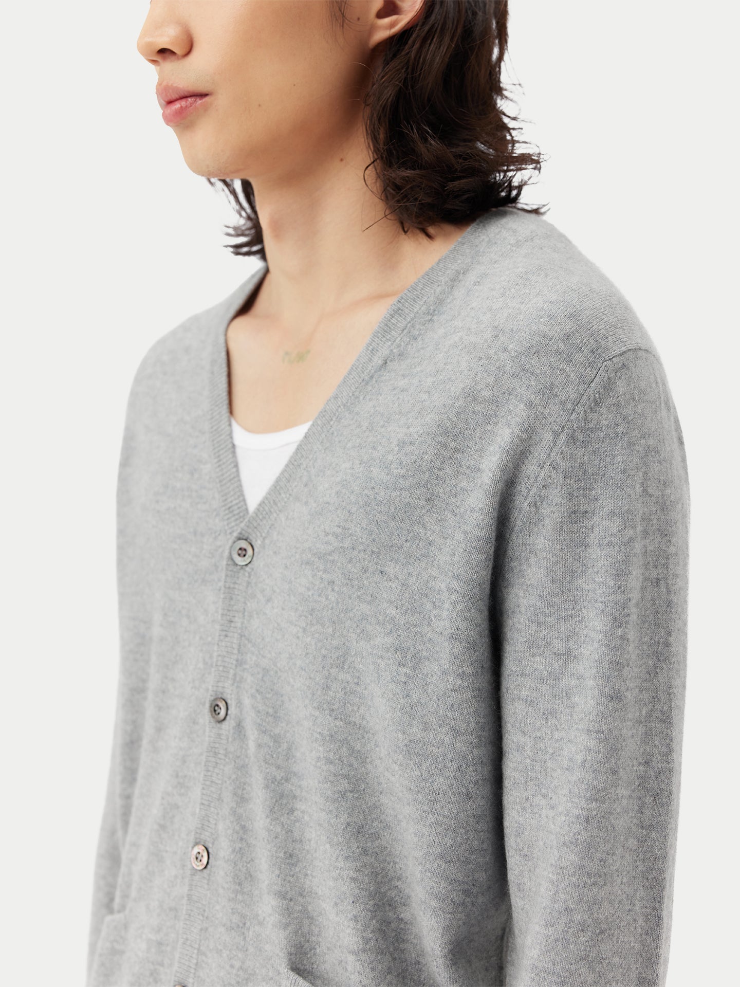 Men's Cashmere V-neck Cardigan Vapor Blue - Gobi Cashmere