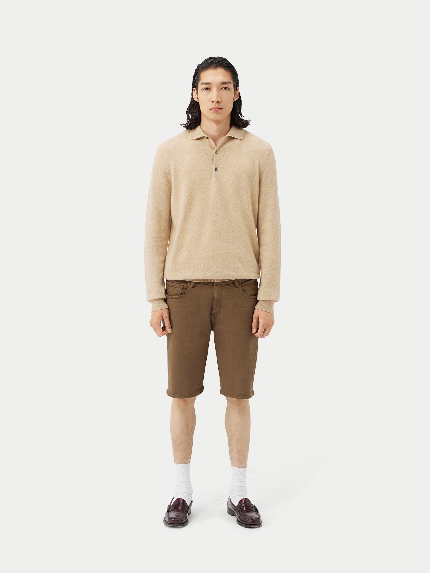 Men's Cashmere Half-Zip Sweater Beige - Gobi Cashmere