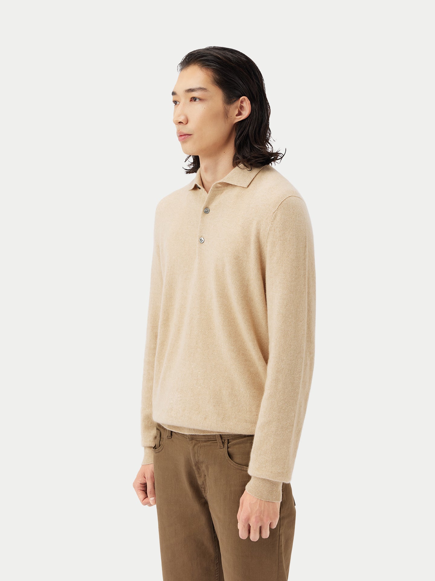 Men's Cashmere Half-Zip Sweater Beige - Gobi Cashmere