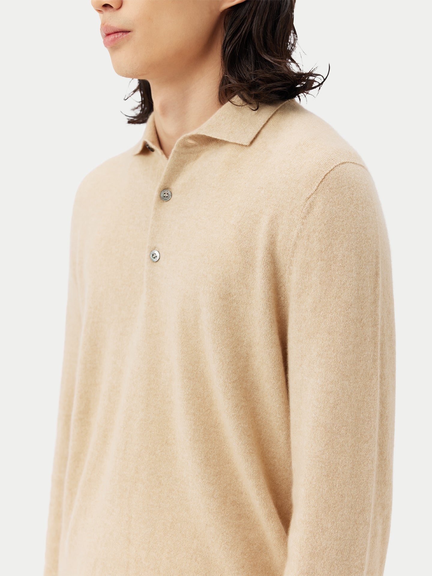 Men's Cashmere Half-Zip Sweater Beige - Gobi Cashmere