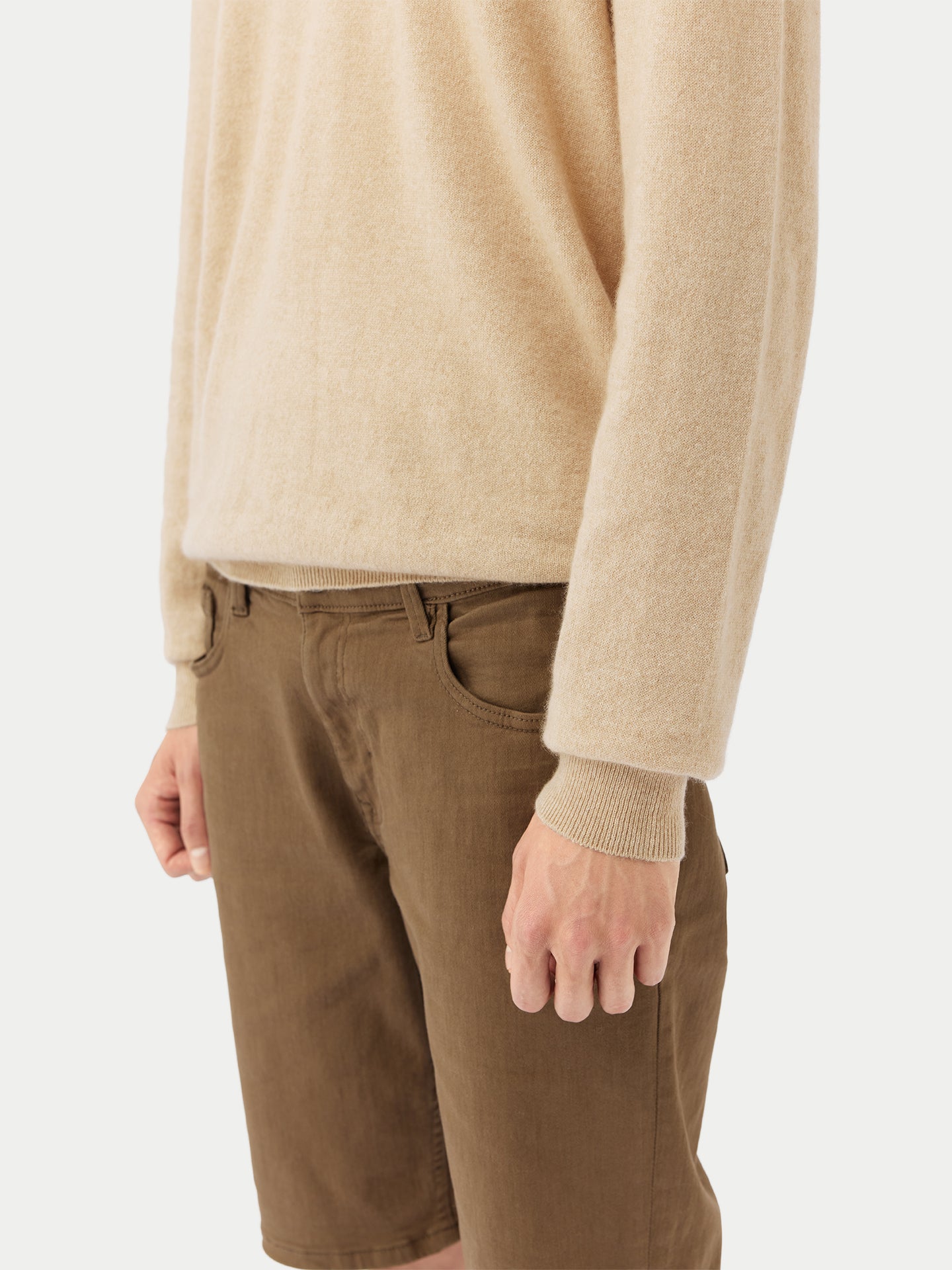 Men's Cashmere Half-Zip Sweater Beige - Gobi Cashmere