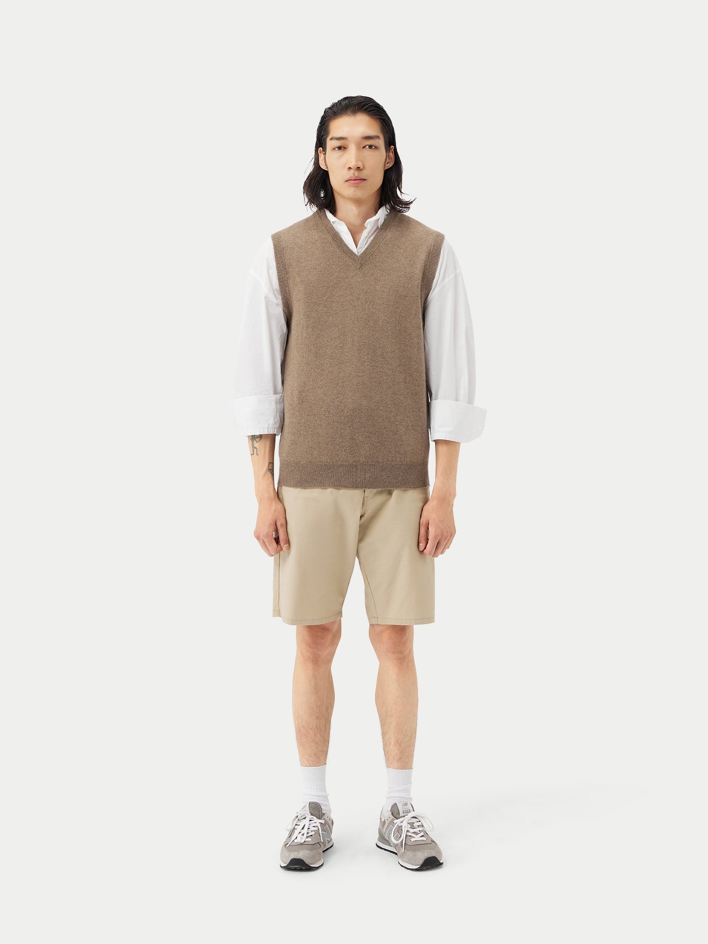 Men's Organic Cashmere Vest Taupe - Gobi Cashmere