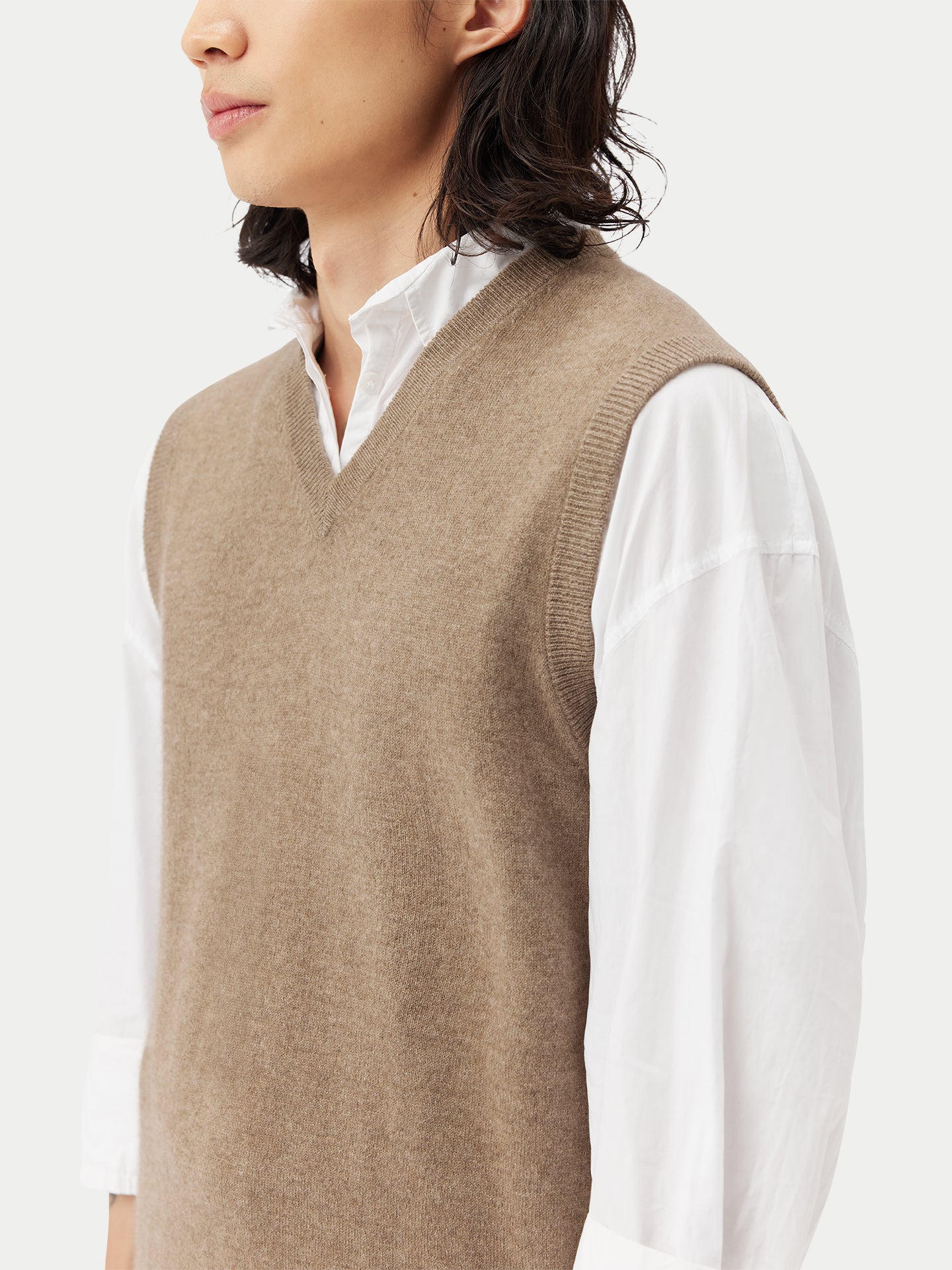 Men's Organic Cashmere Vest Taupe - Gobi Cashmere