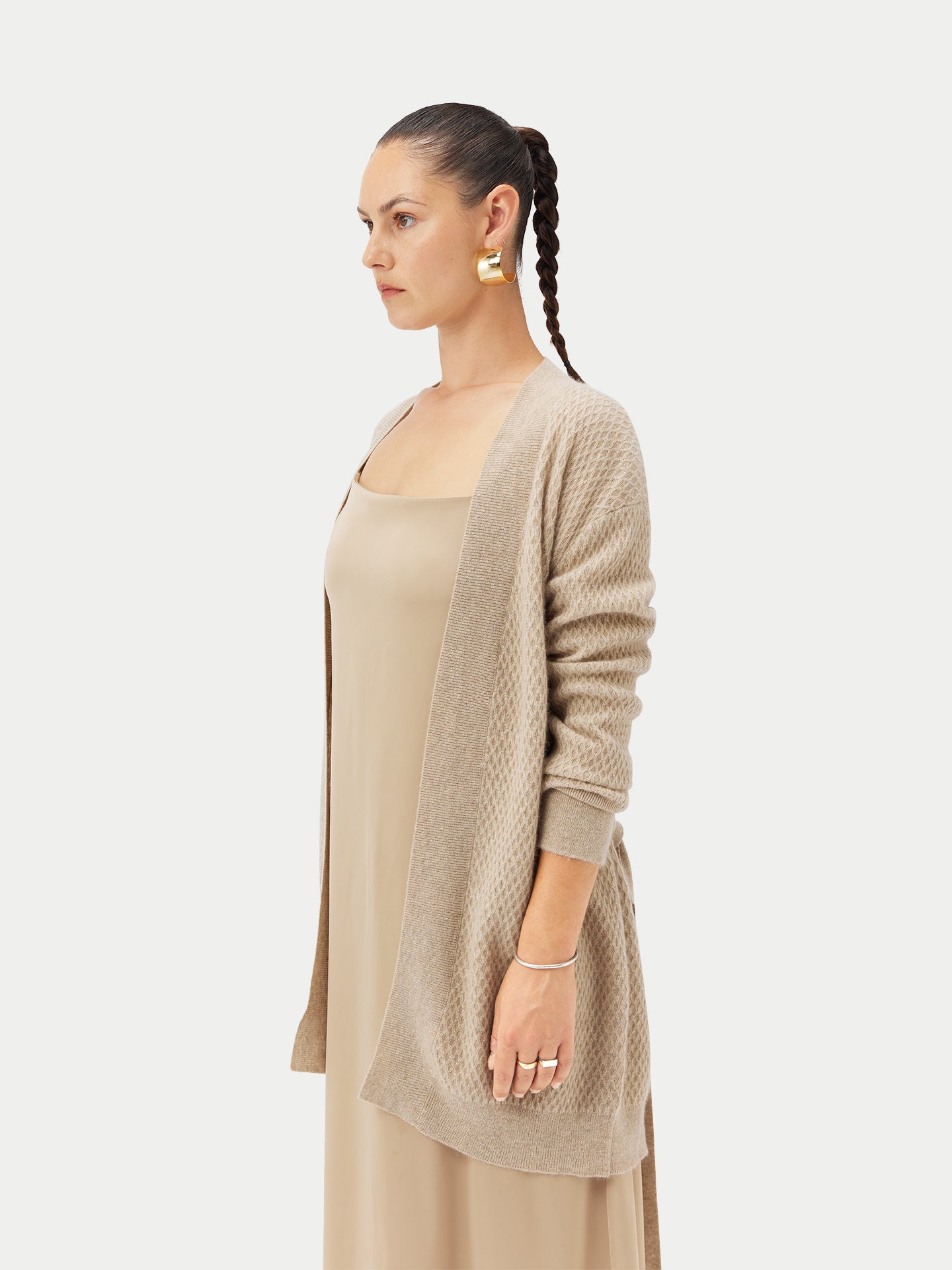 Women's Organic Self-Belt Cashmere Cardigan Warm Grey - Gobi Cashmere