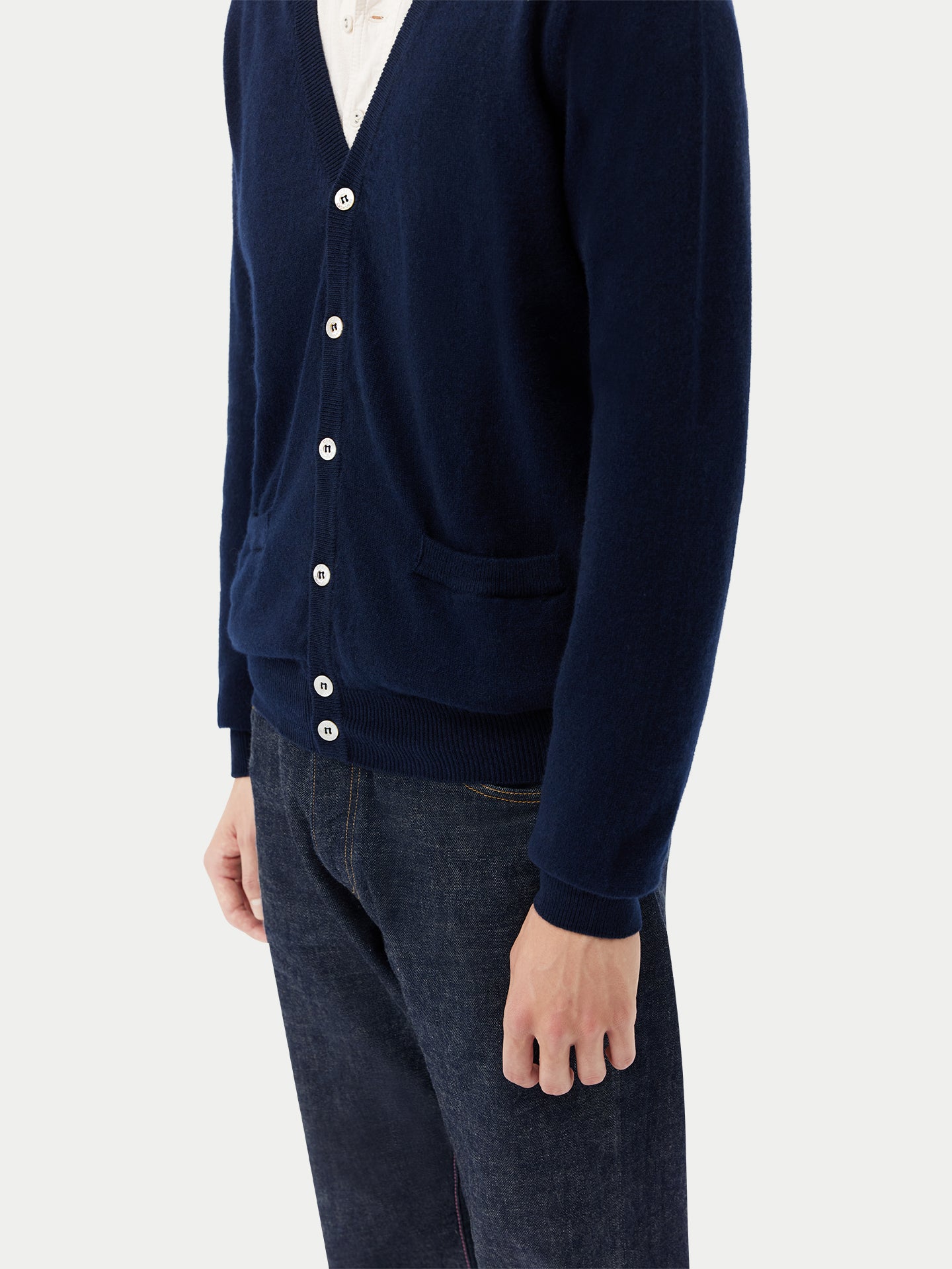 Men's Cashmere V-neck Cardigan Navy - Gobi Cashmere