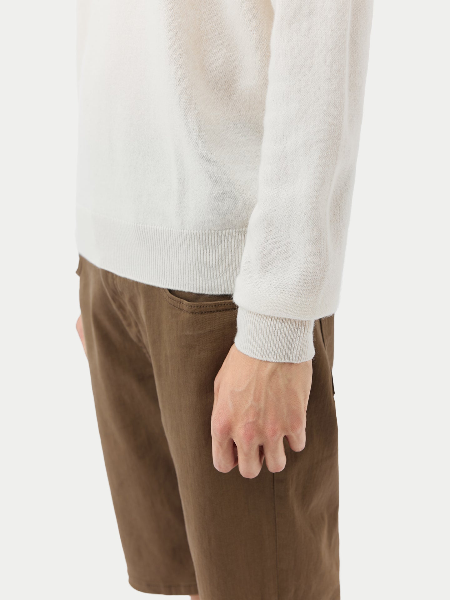 Men's Cashmere Half Zip Sweater Marshmallow - Gobi Cashmere