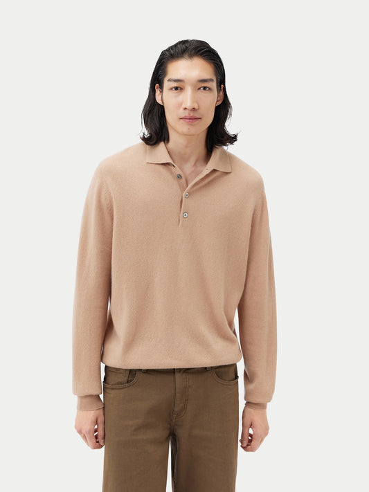 Men's Cashmere Polo Sweater Light Camel - Gobi Cashmere