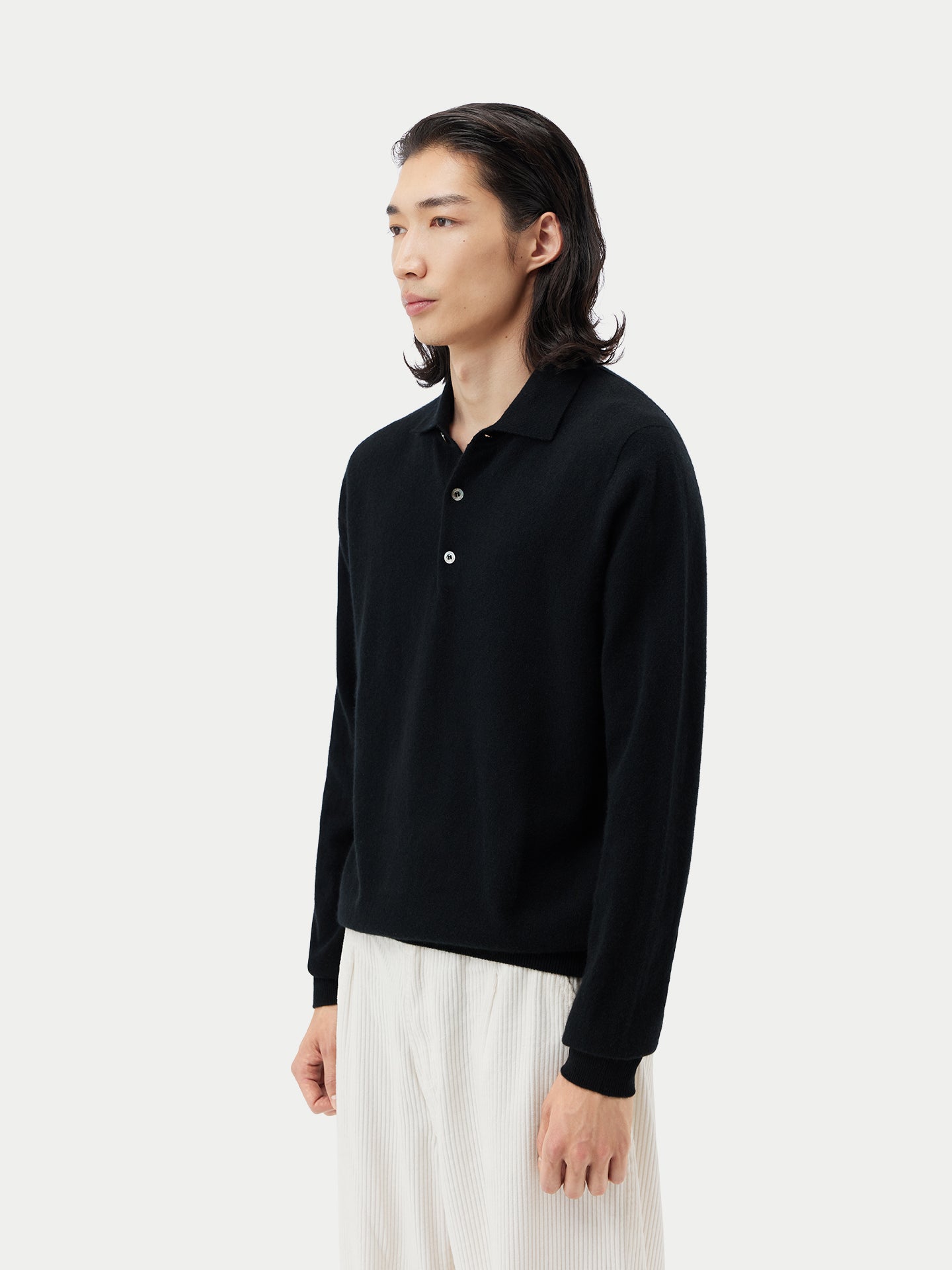 Men's Cashmere Polo Sweater Black - Gobi Cashmere