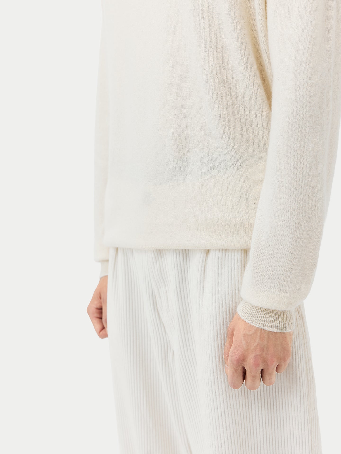 Men's Cashmere Half Zip Sweater Off White - Gobi Cashmere