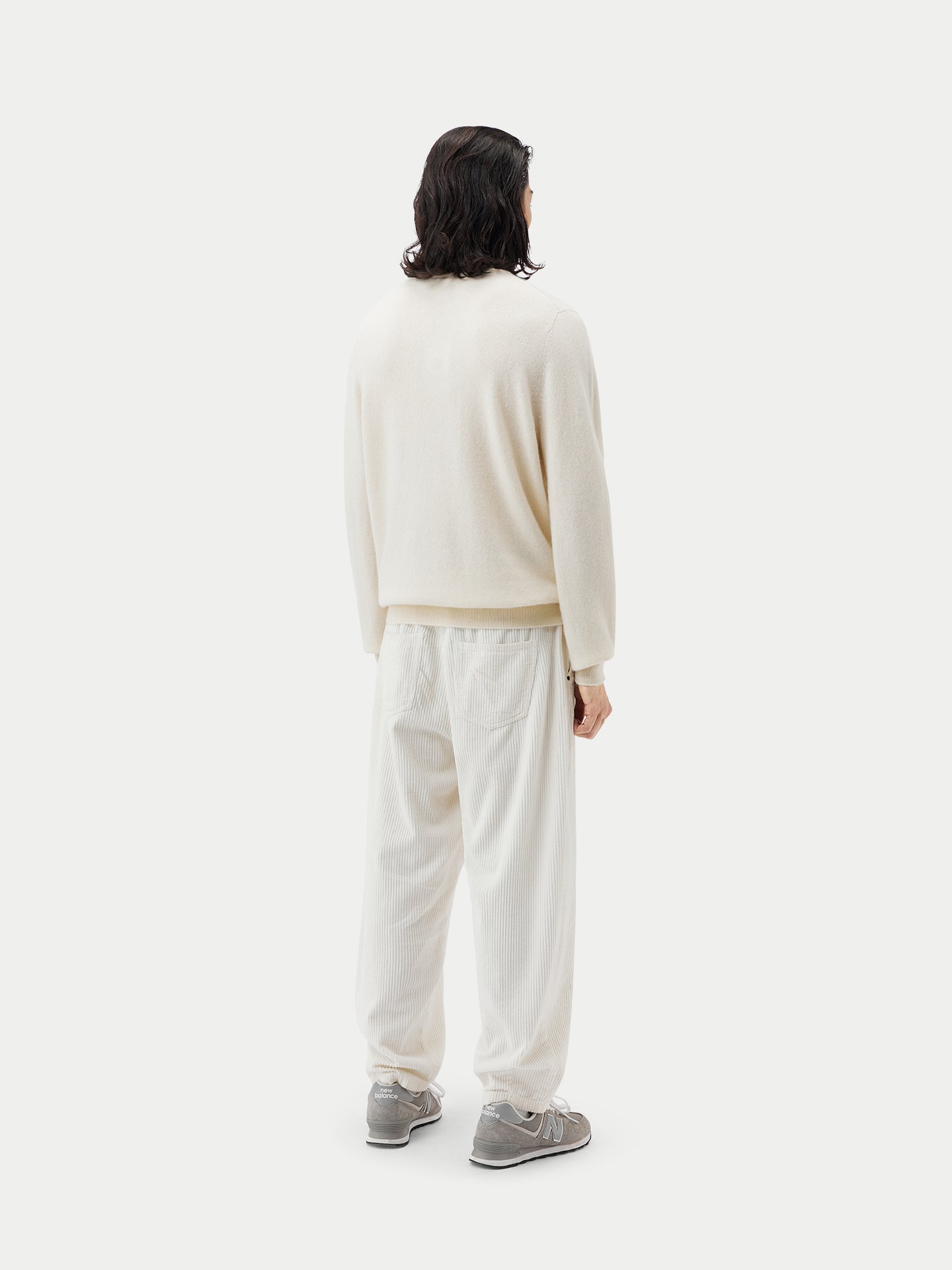 Men's Cashmere Half Zip Sweater Off White - Gobi Cashmere