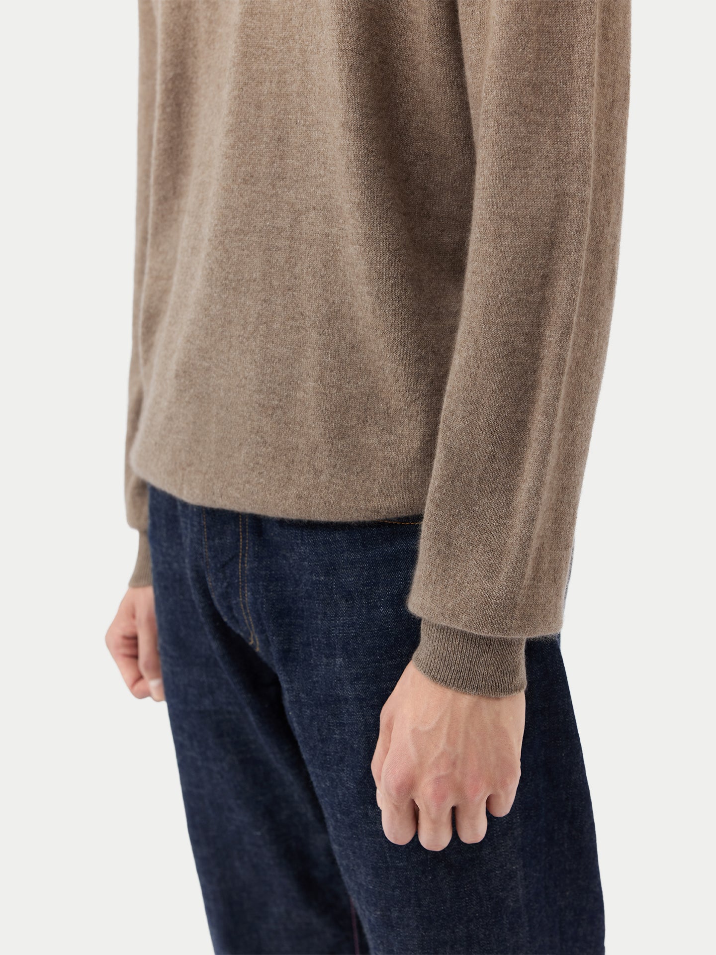 Men's Cashmere Half Zip Sweater Taupe - Gobi Cashmere