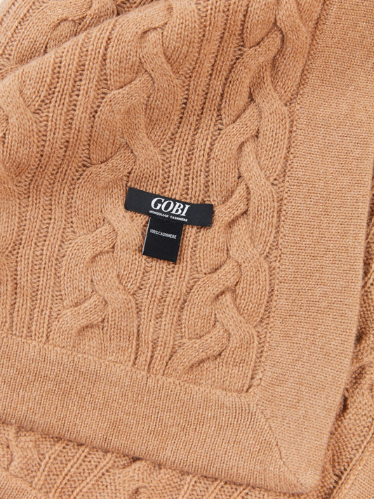 Unisex Cashmere Cable Knit Blanket Sheepskin - Gobi Cashmere