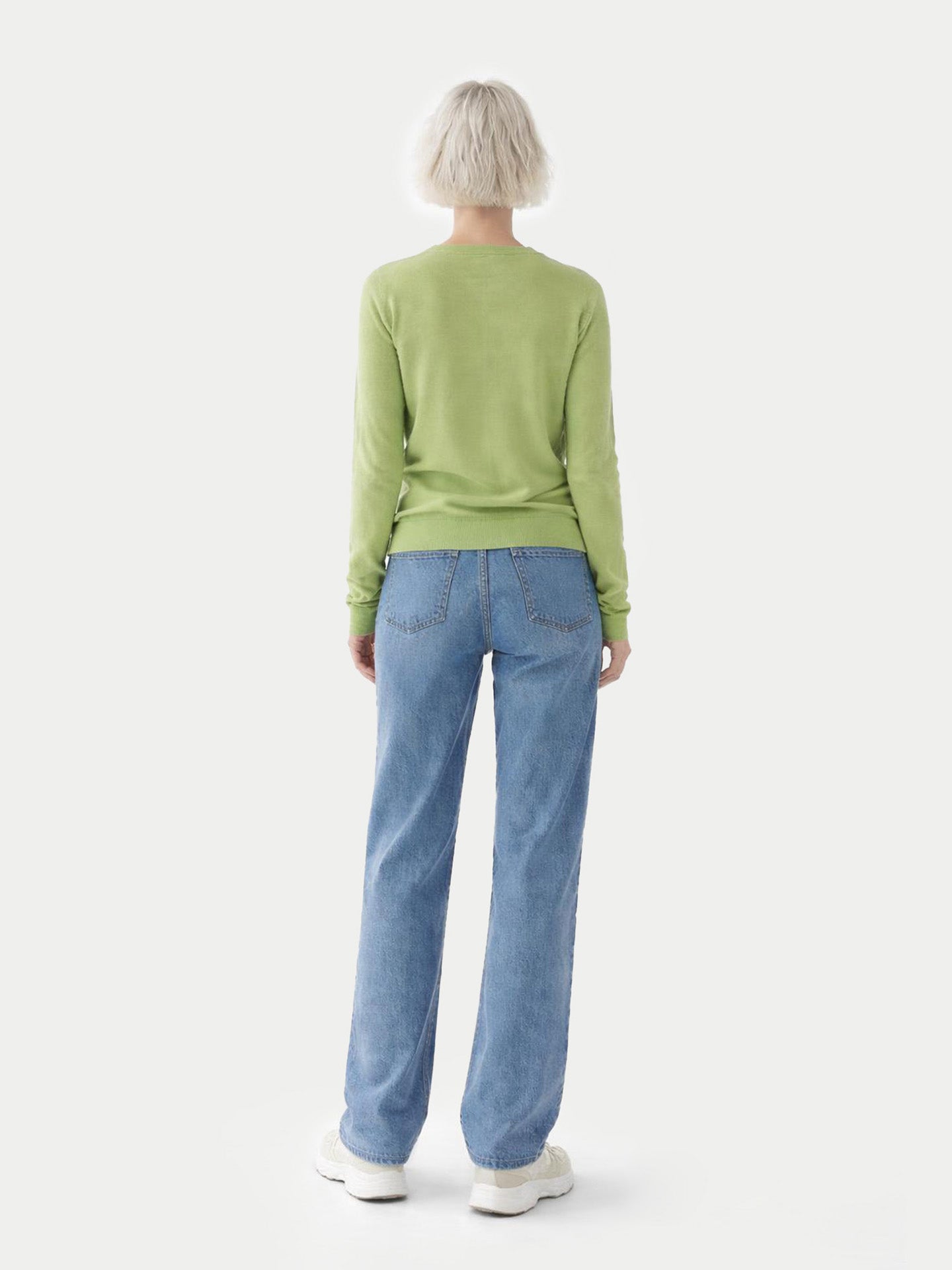 Essential Cashmere Crewneck Sweater Jade Lime - Gobi Cashmere