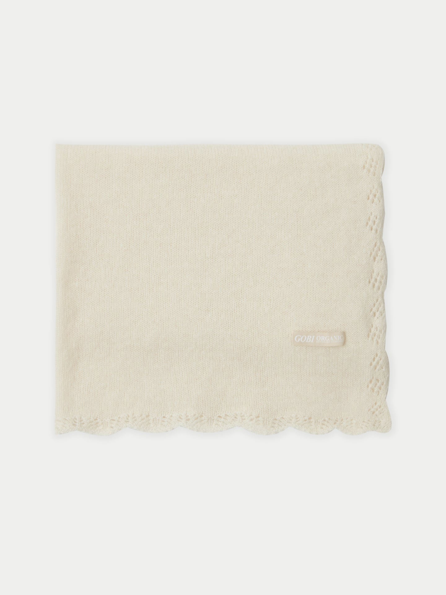 Organic Cashmere Ajour Baby Blanket Off White - Gobi Cashmere