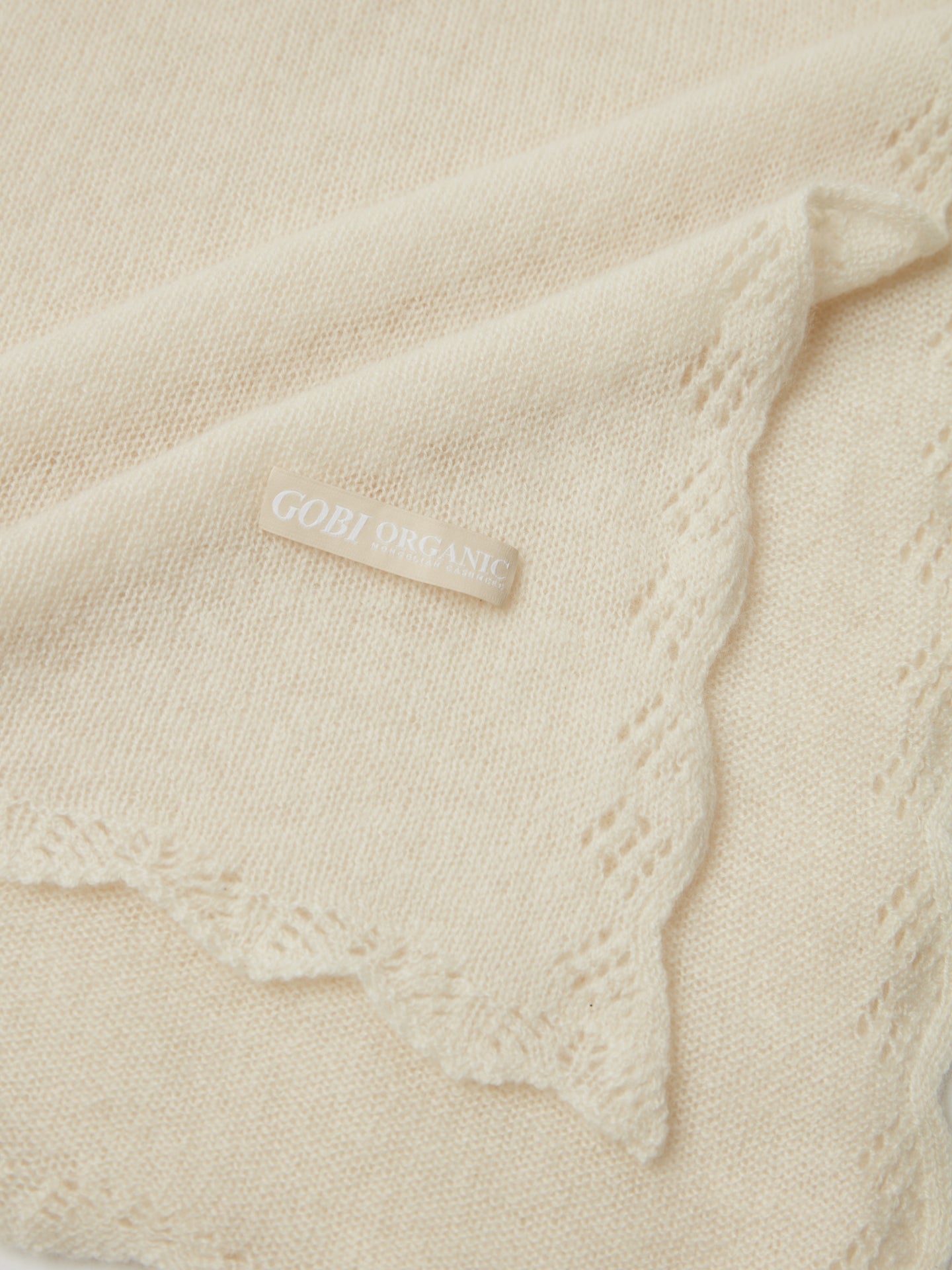 Organic Cashmere Ajour Baby Blanket Off White - Gobi Cashmere