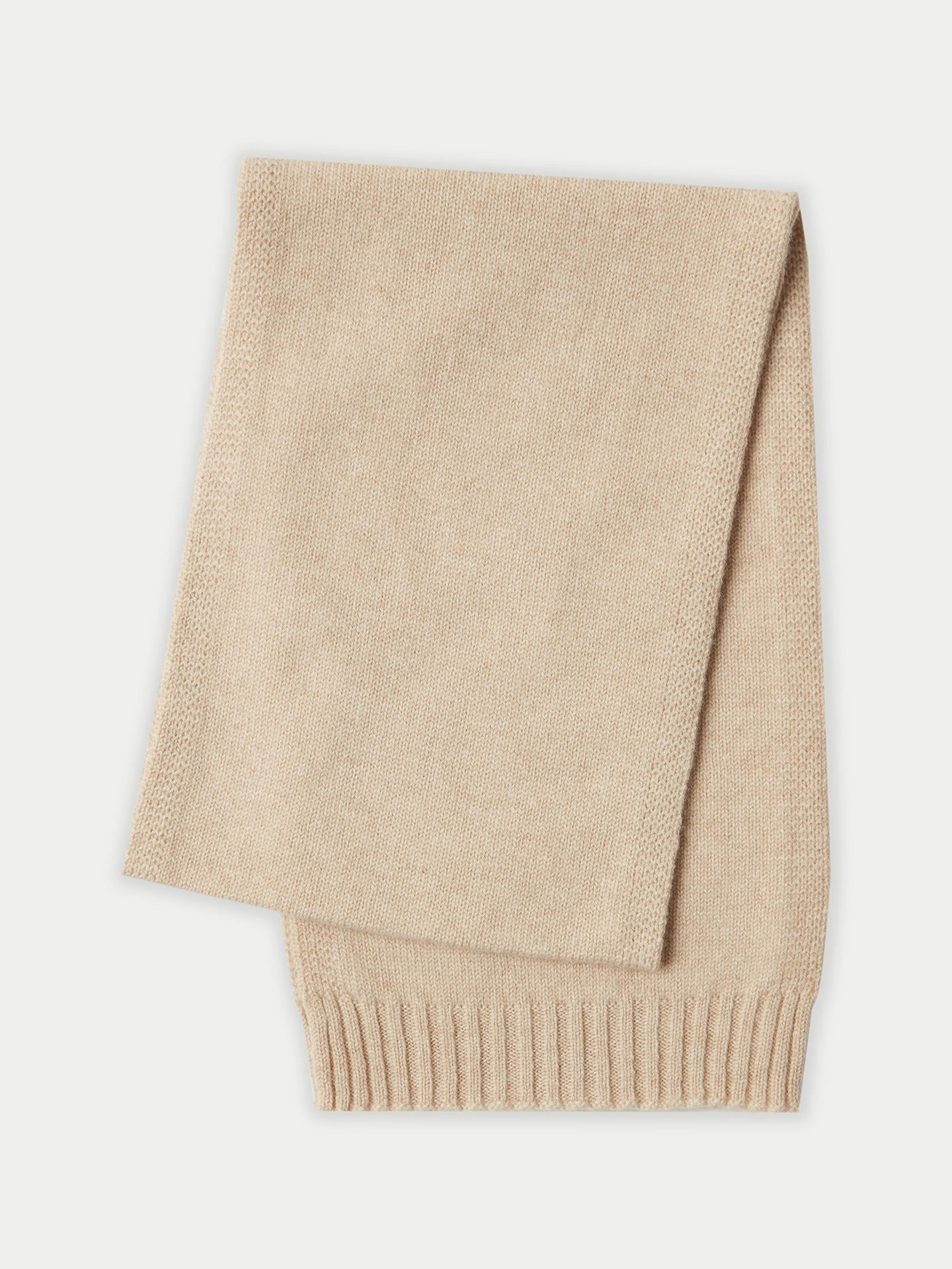 Kids Organic Cashmere Knitted Scarf Beige - Gobi Cashmere