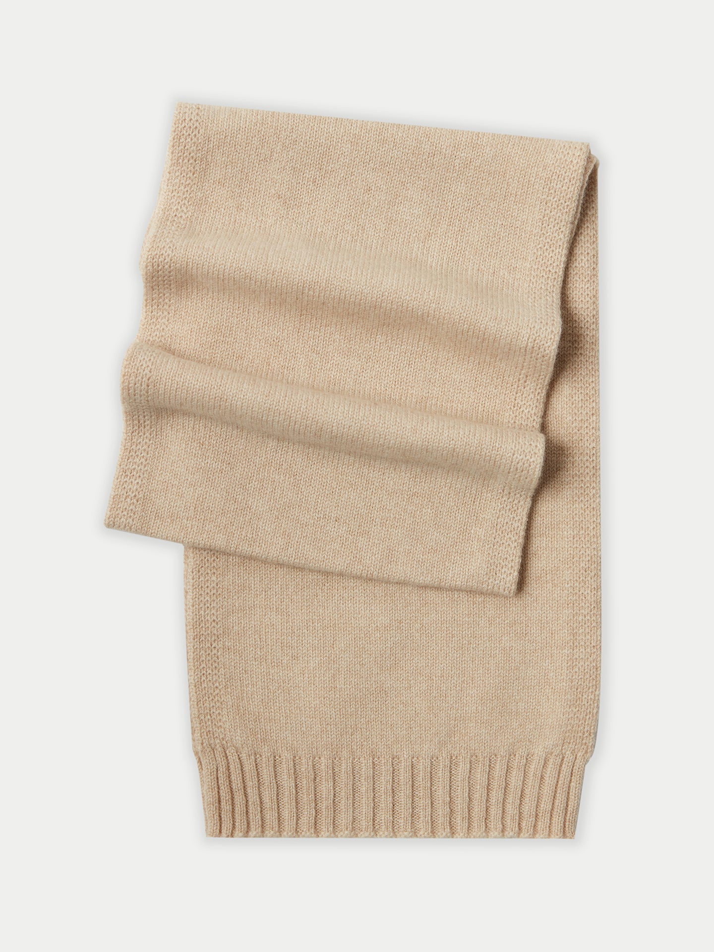 Kids Organic Cashmere Knitted Scarf Beige - Gobi Cashmere