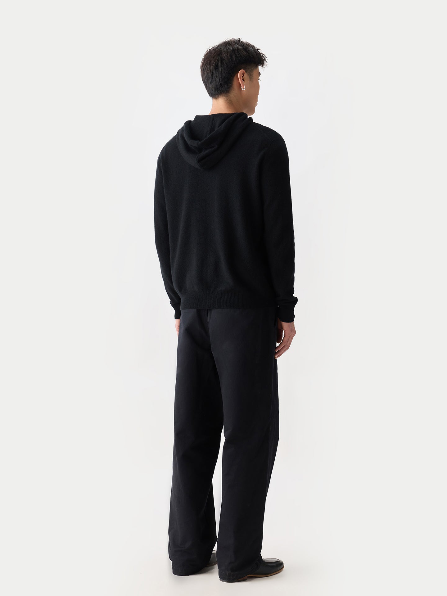 Men's Zip-Up Cashmere Hoodie Black| GOBI Cashmere
