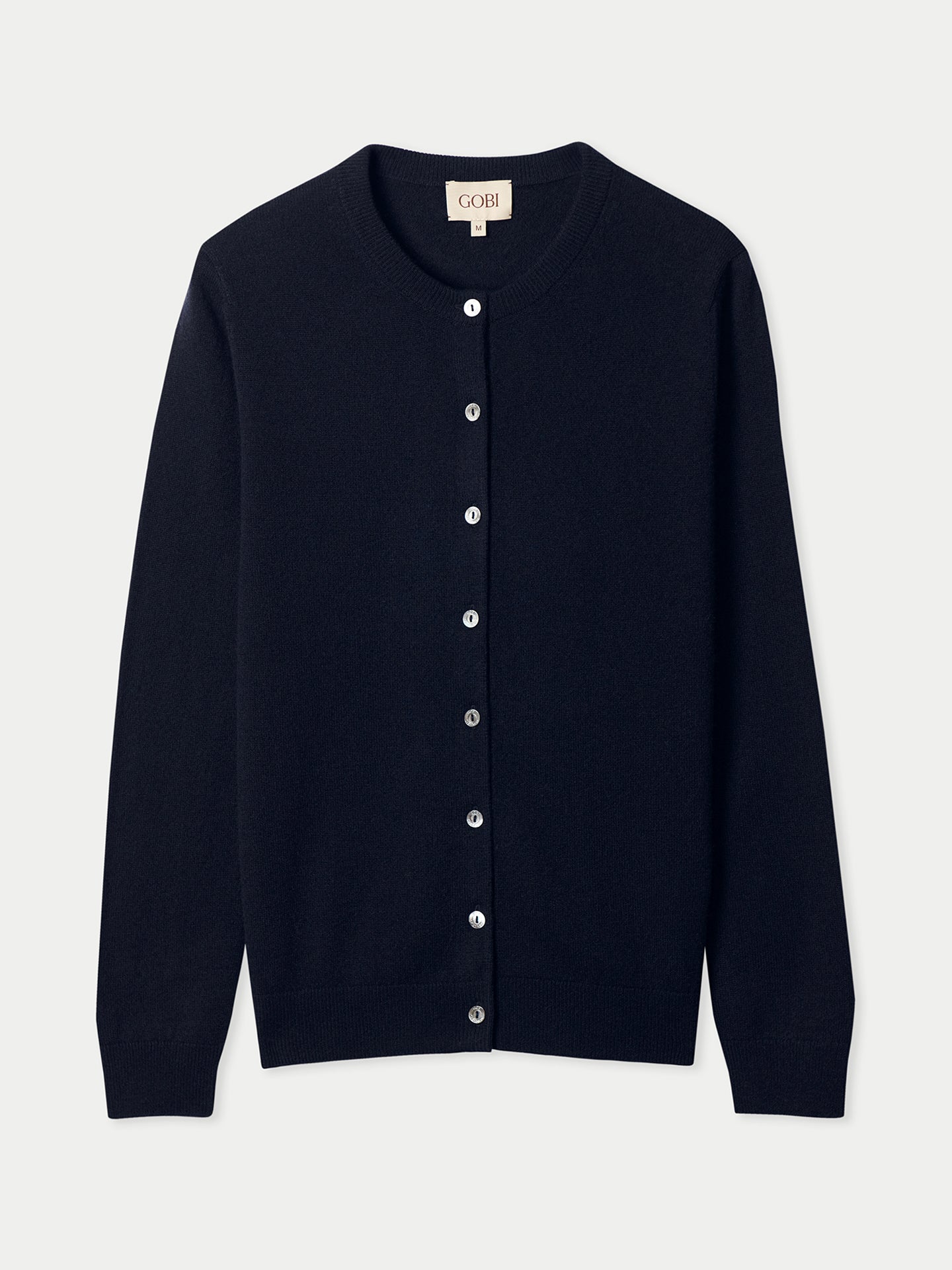 Women's Pure Cashmere Crew Neck Cardigan Navy Blazer | Gobi Cashmere