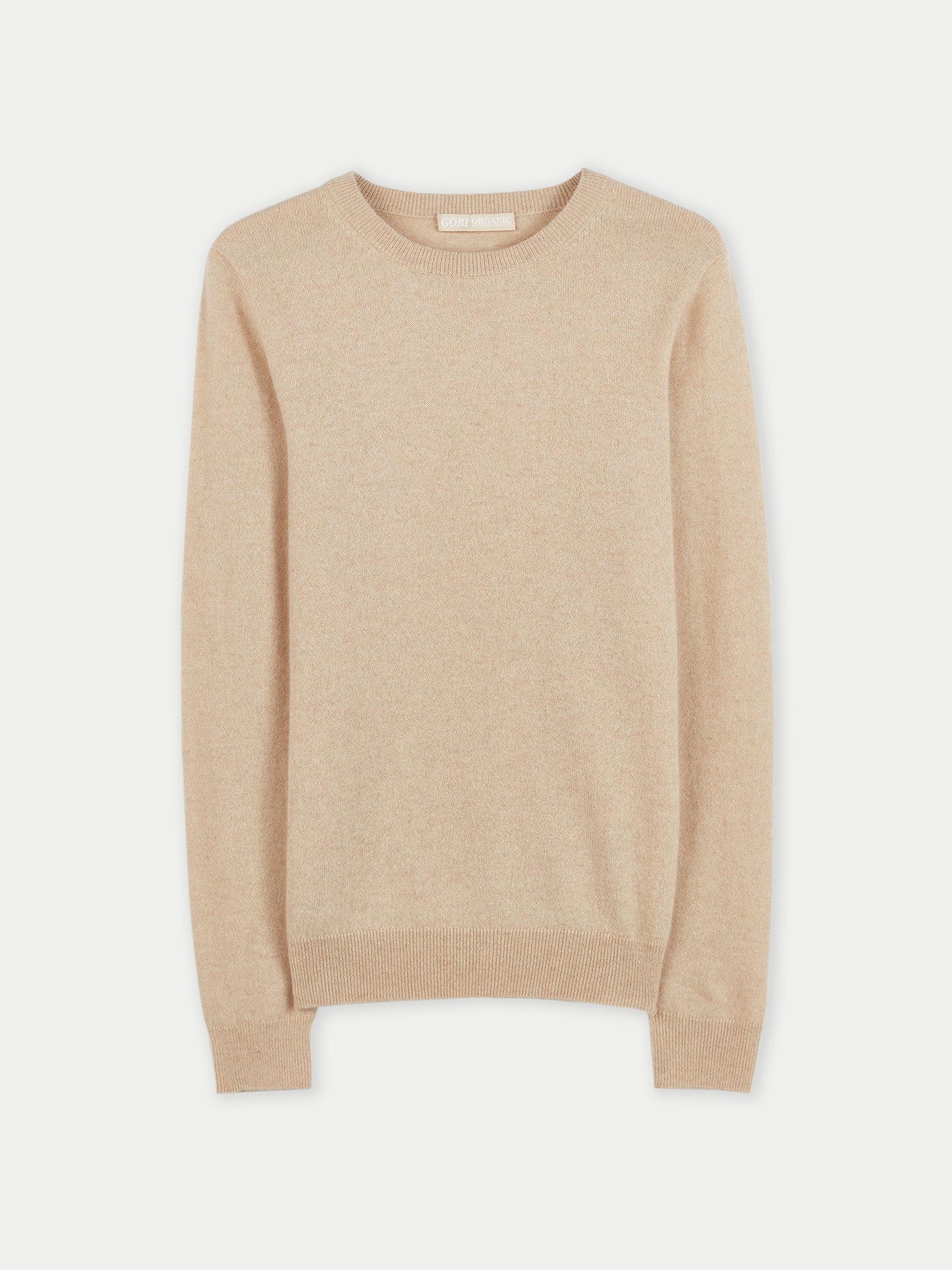 Women's Cashmere Basic Crew Neck Sweater Beige - Gobi Cashmere