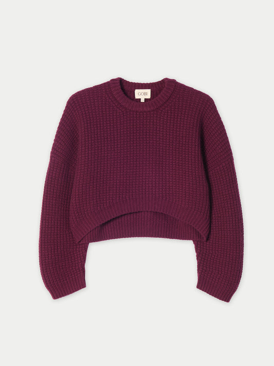 Oval-Sleeve Cropped Cashmere Sweater