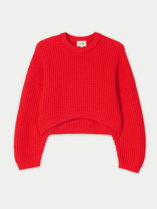 Oval-Sleeve Cropped Cashmere Sweater