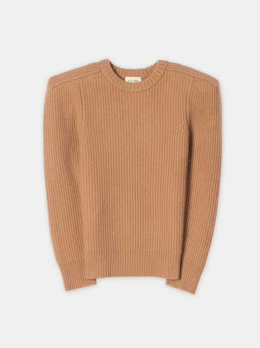 Sculpted-Shoulder Cashmere Sweater