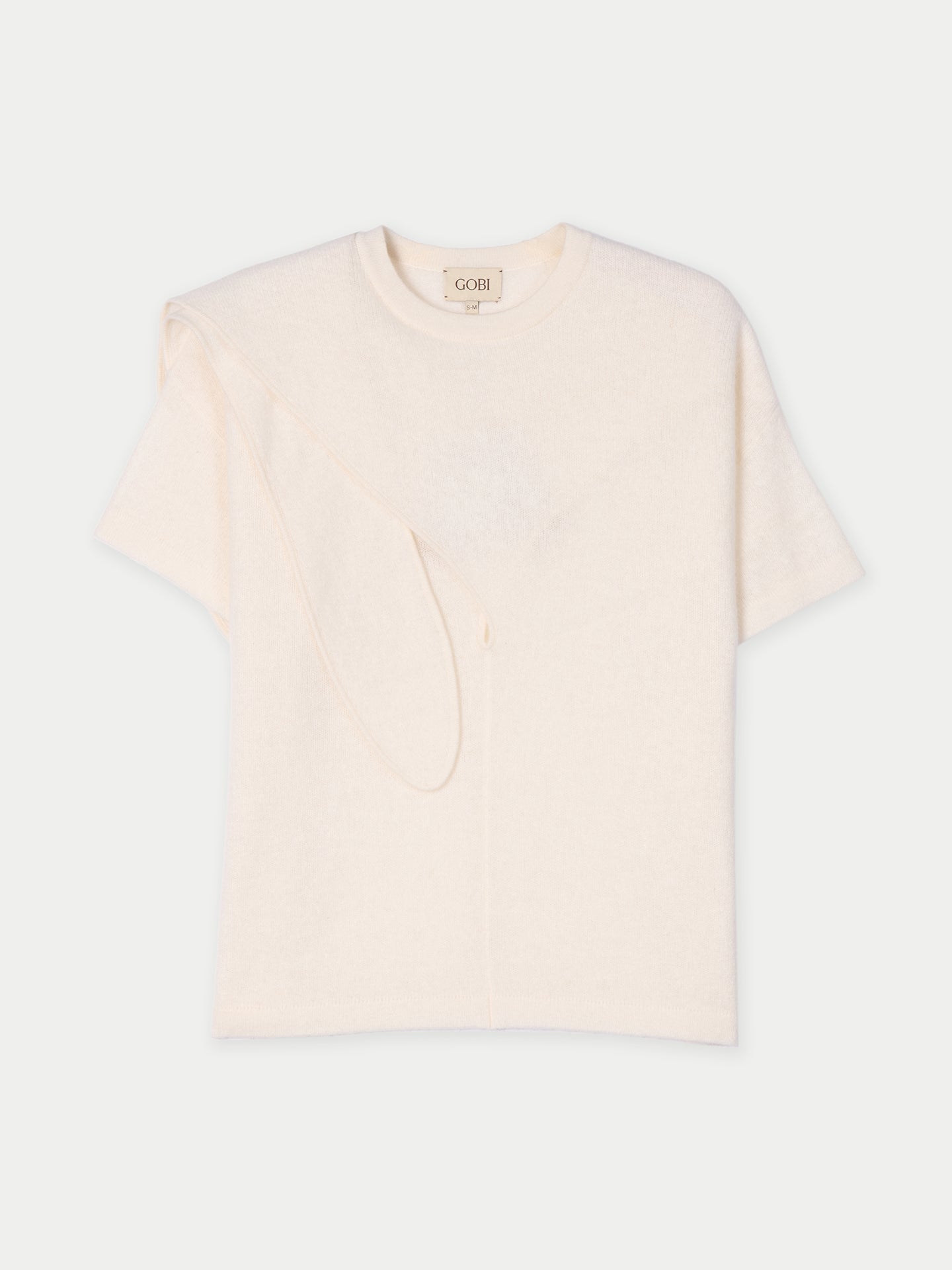 Women's Cashmere Bow-Tie T-shirt White | GOBI Cashmere