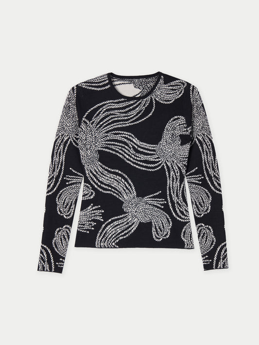Rope Knot Print Cashmere Silk Sweater