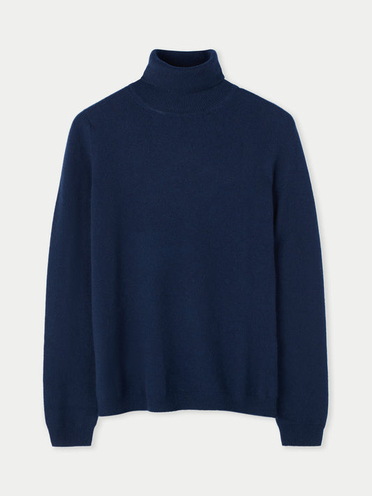 Women's Cashmere Basic Turtle Neck Sweater Navy - Gobi Cashmere