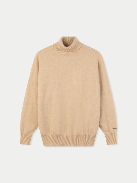 Women's Cashmere T-Neck  Cashmere Sweater Beige - Gobi Cashmere