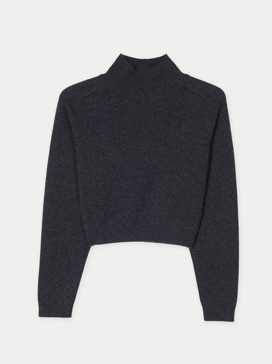 Cropped High-Neck Cashmere Sweater
